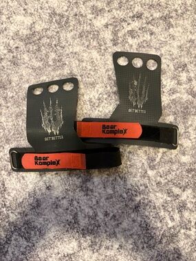 Bear KompleX Leather Gymnastics Hand Grips with Orange Straps - Small